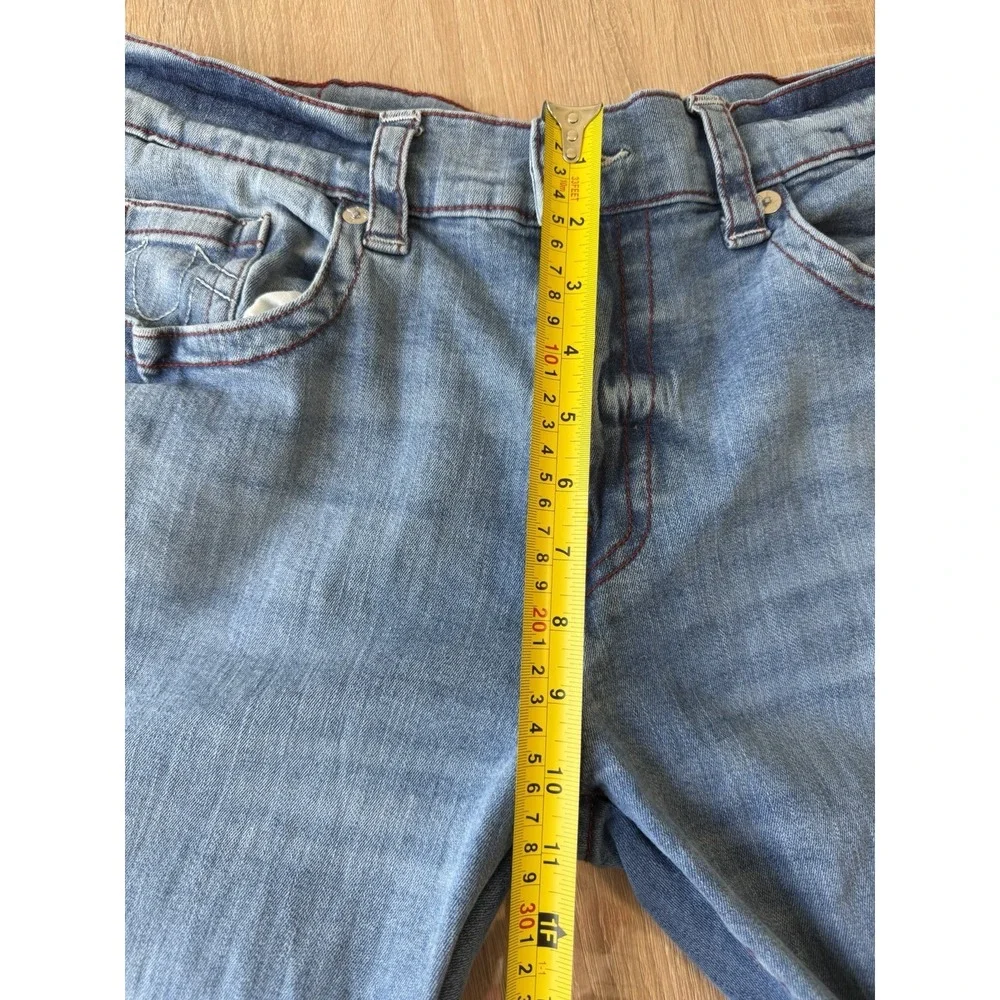 True Religion‎ Geno Relaxed Slim Men's Jeans Blue Denim Size 36x32 Red Stitching